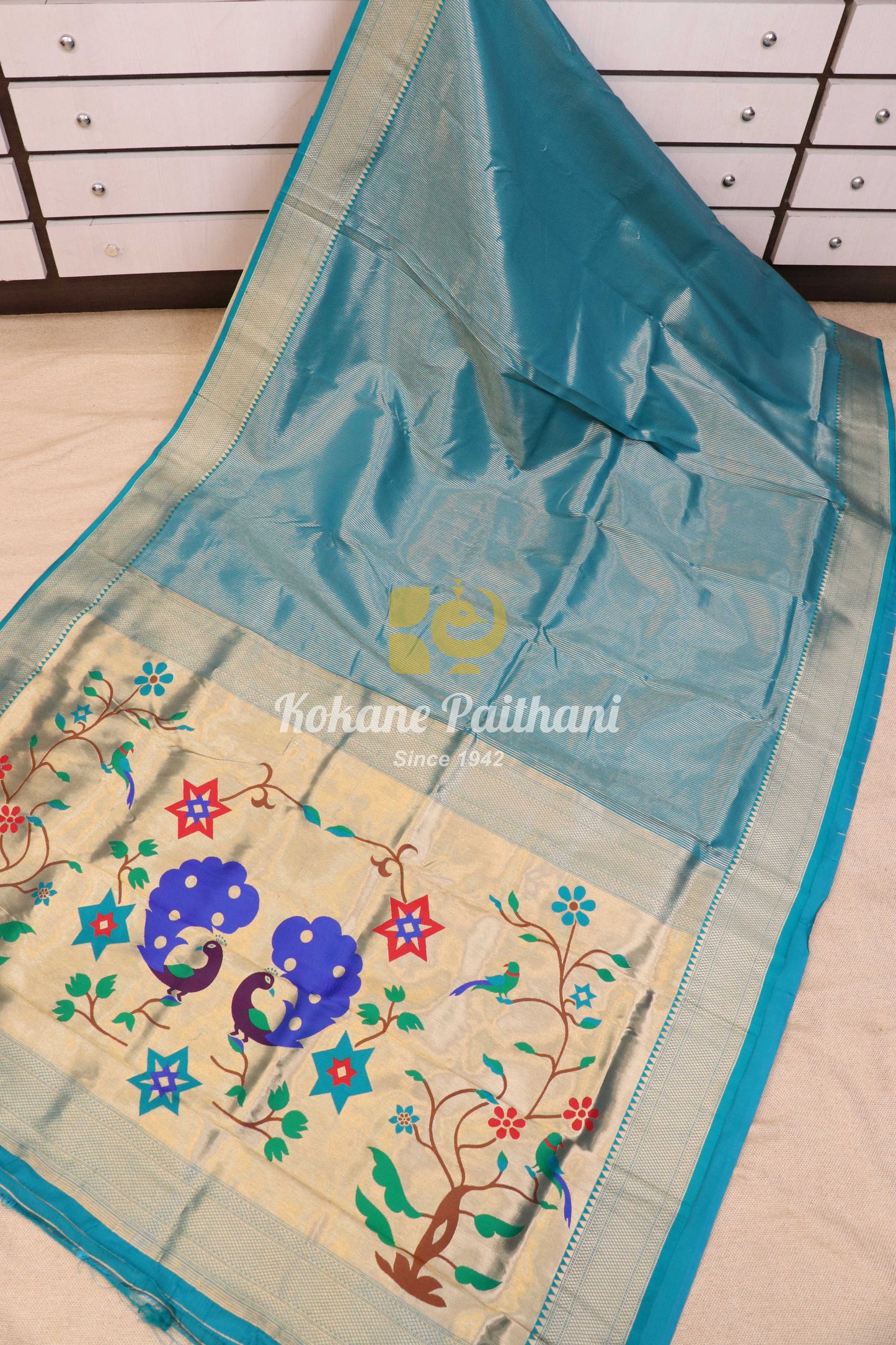Jari Lining Tissue Semi Paithani