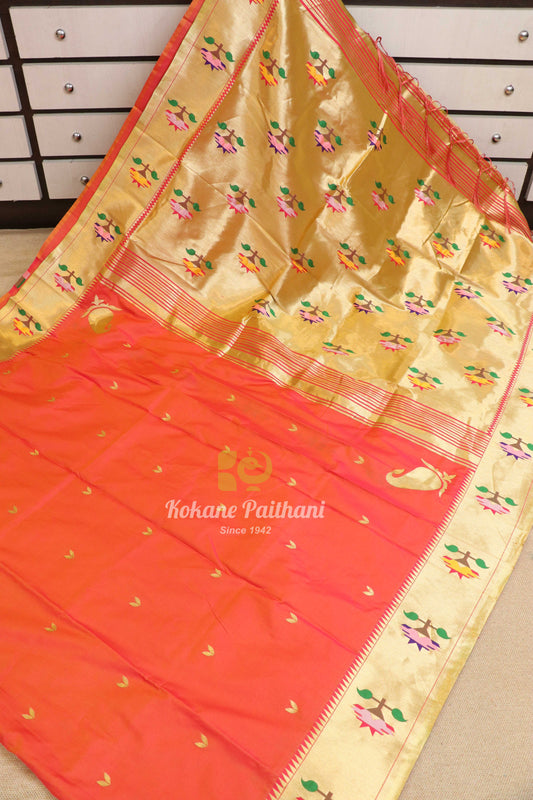 Semi Aasawali Brocade Paithani Saree