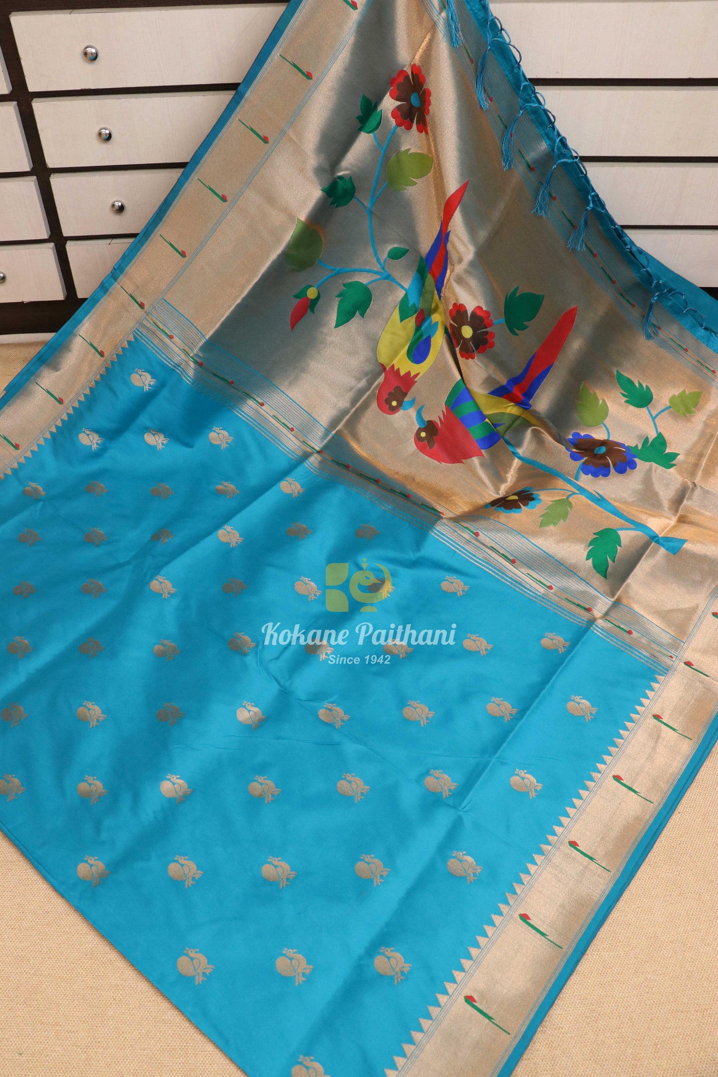 Semi Muniya Brocade Paithani Saree