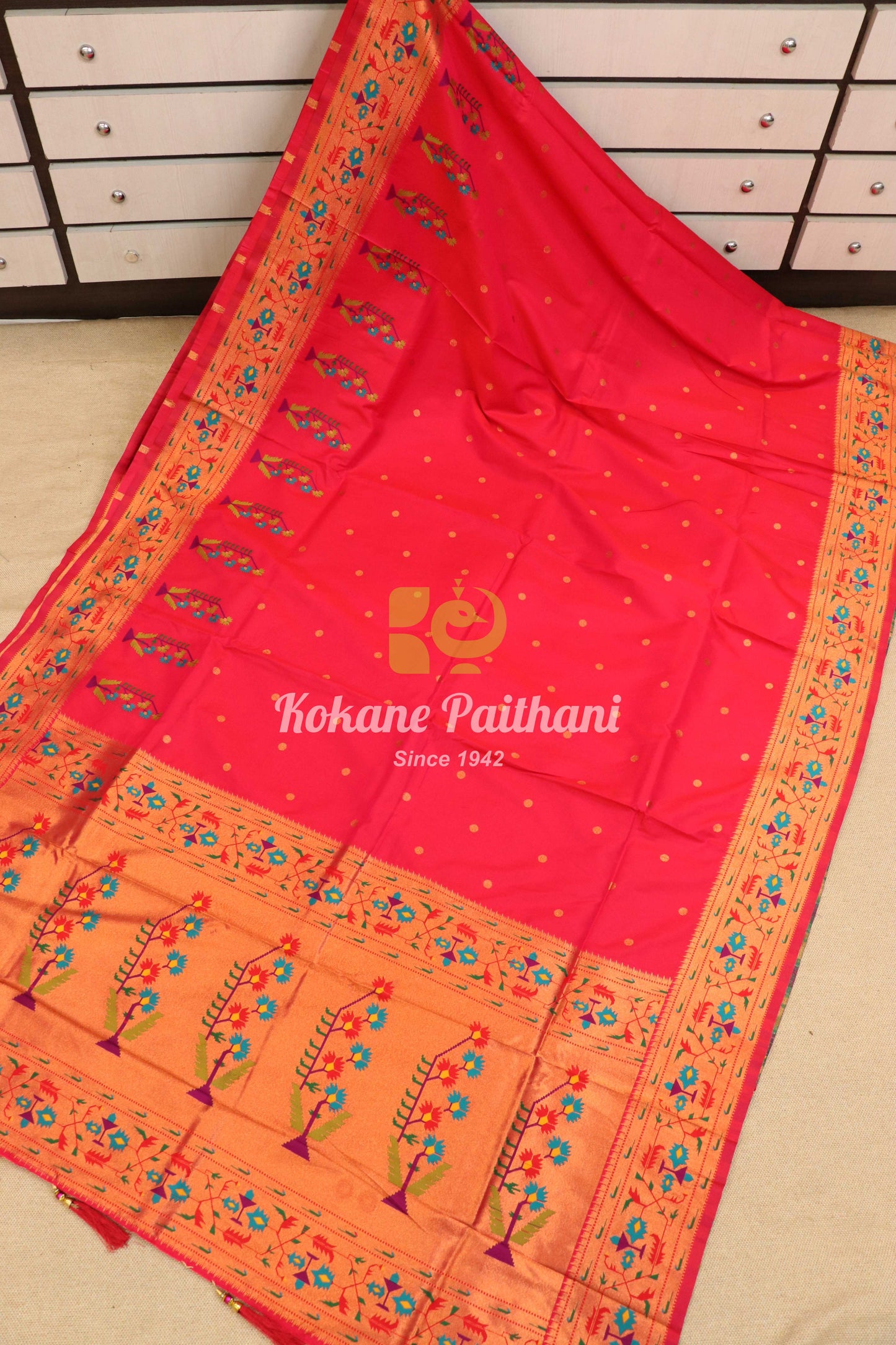 Asawali Silk Brocade Semi Paithani