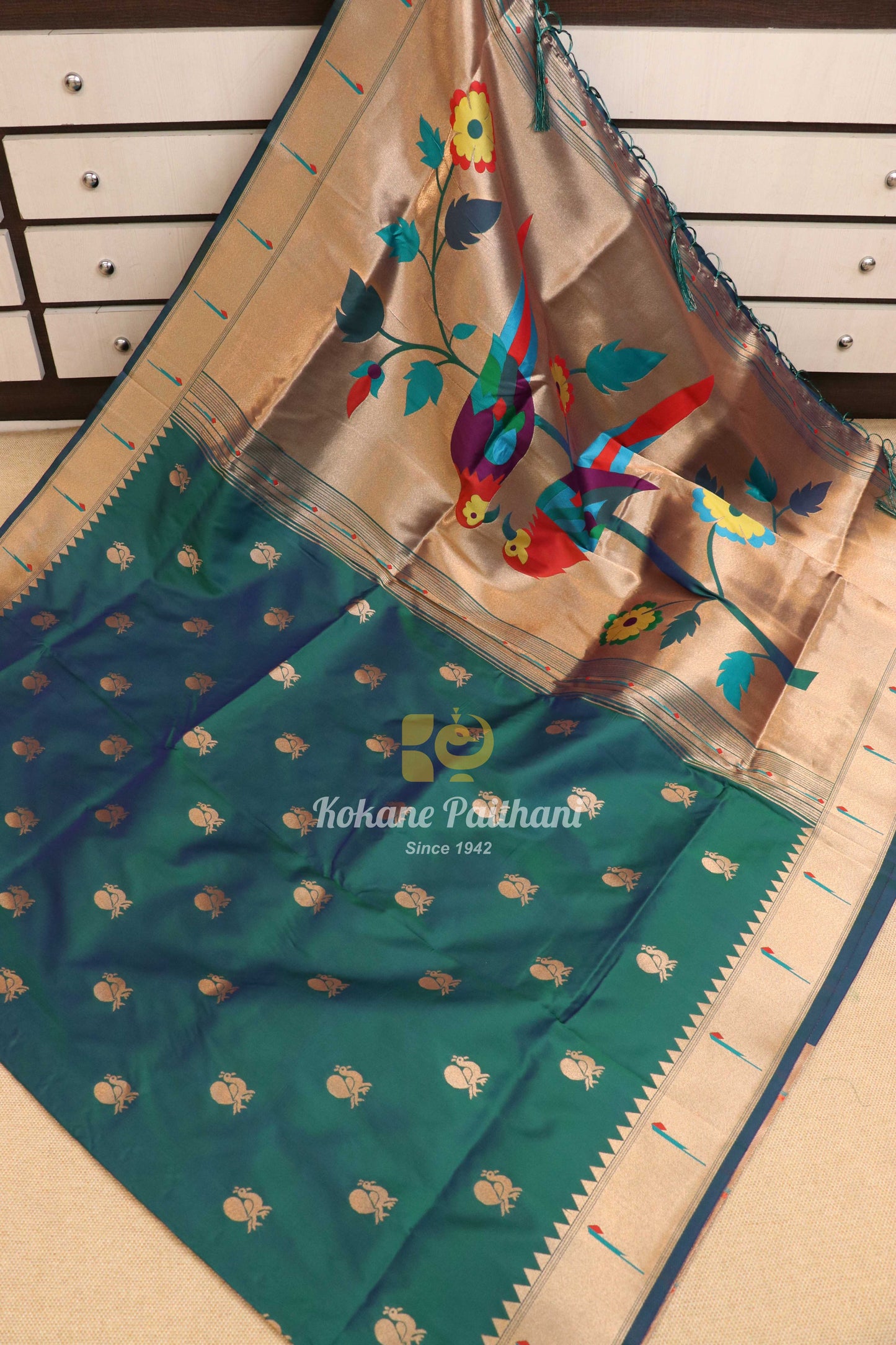 Semi Muniya Brocade Paithani Saree