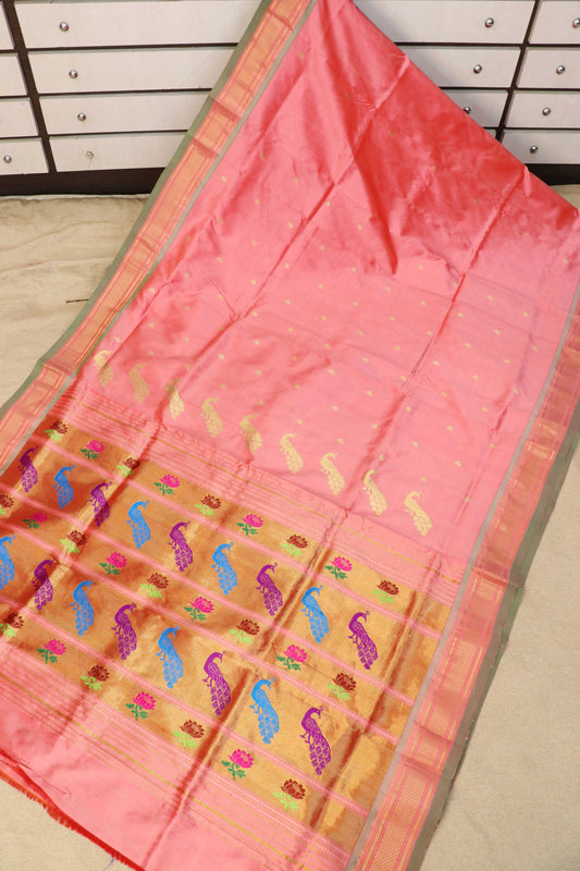 Tissue Peacock Padar Paithani Saree