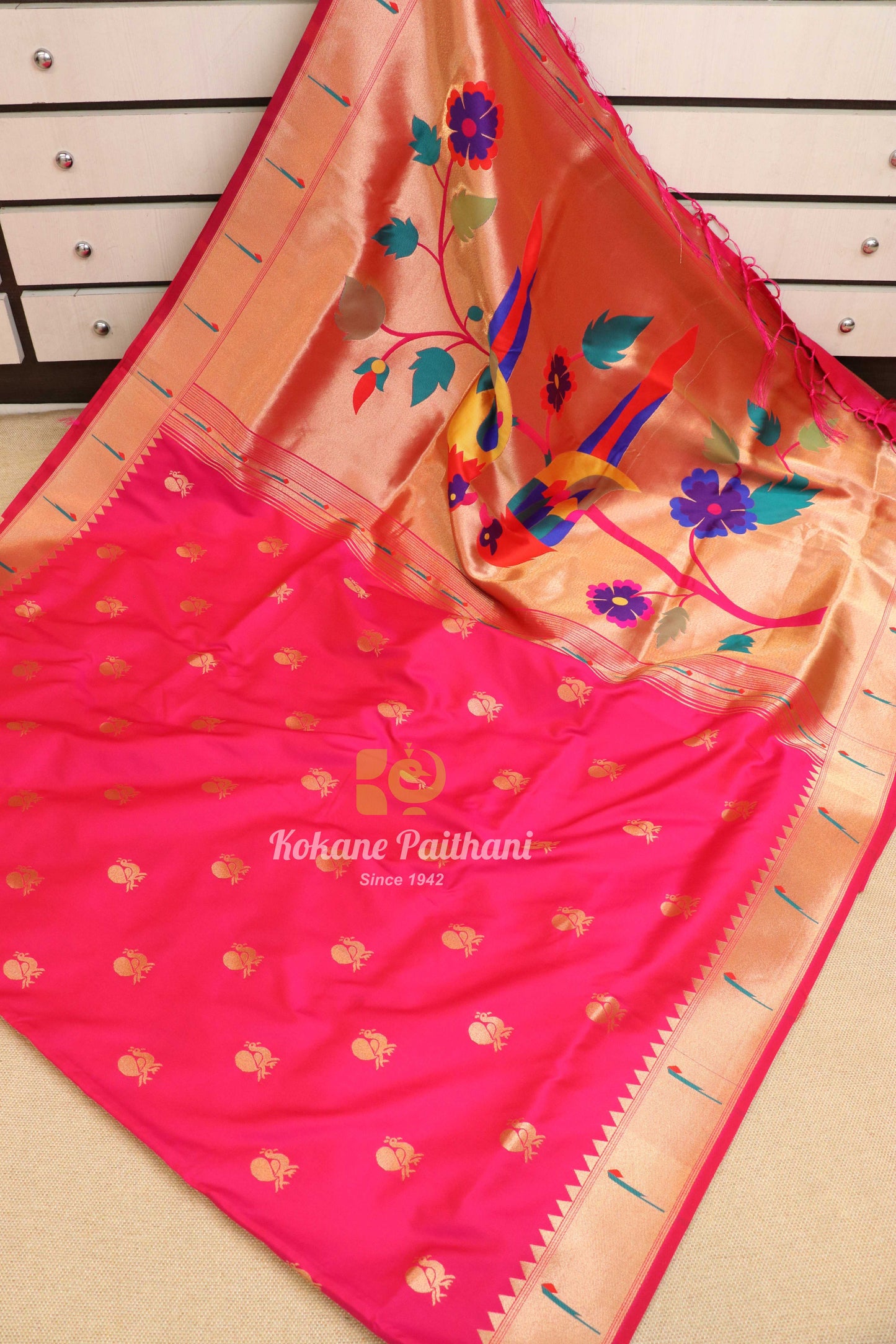 Semi Muniya Brocade Paithani Saree