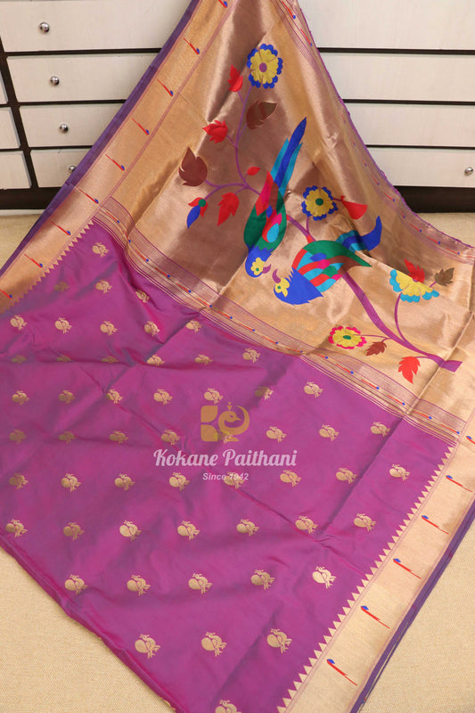 Semi Muniya Brocade Paithani Saree