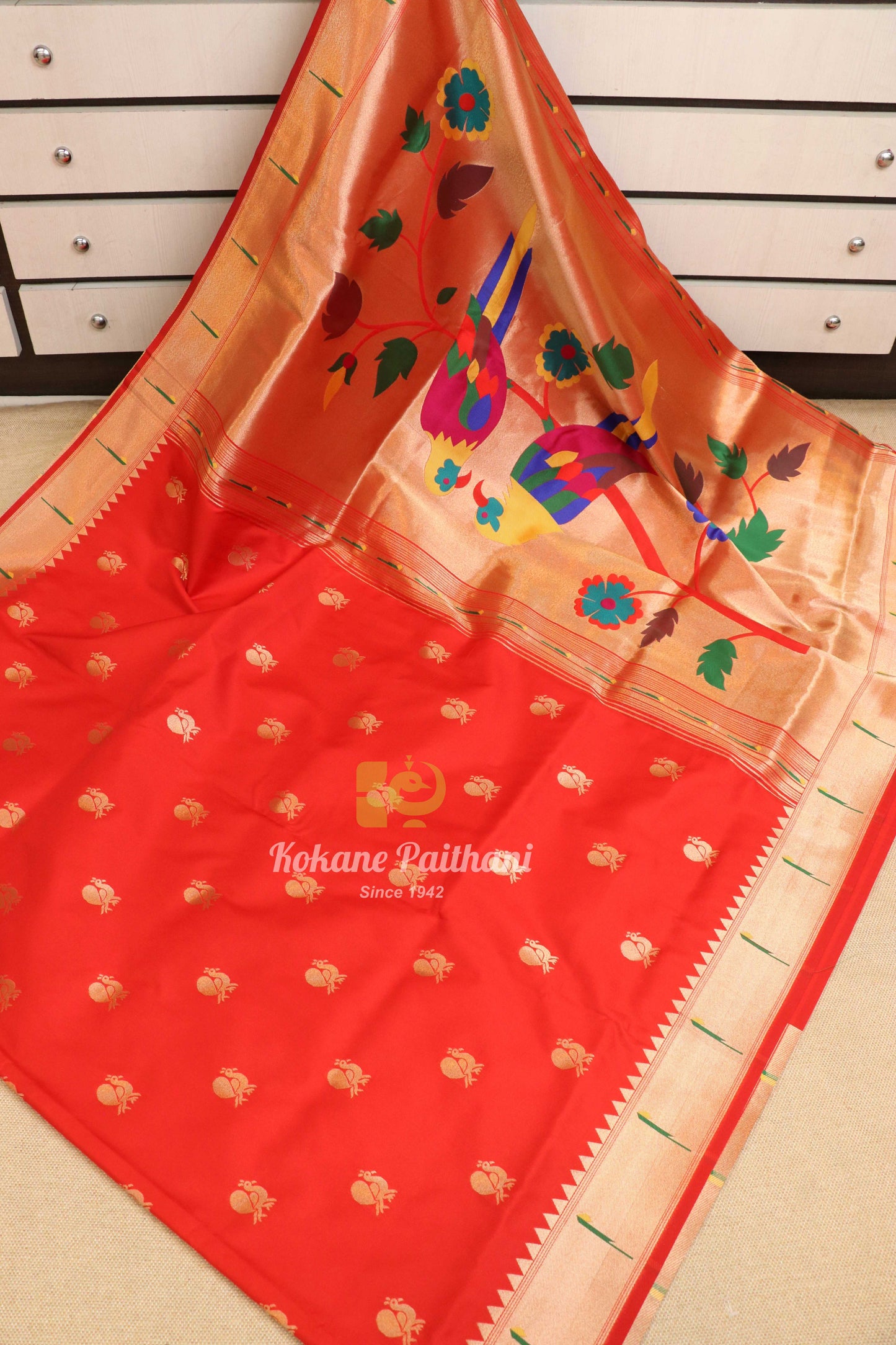 Semi Muniya Brocade Paithani Saree