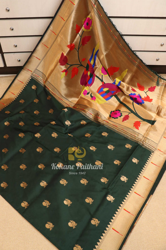 Semi Muniya Brocade Paithani Saree