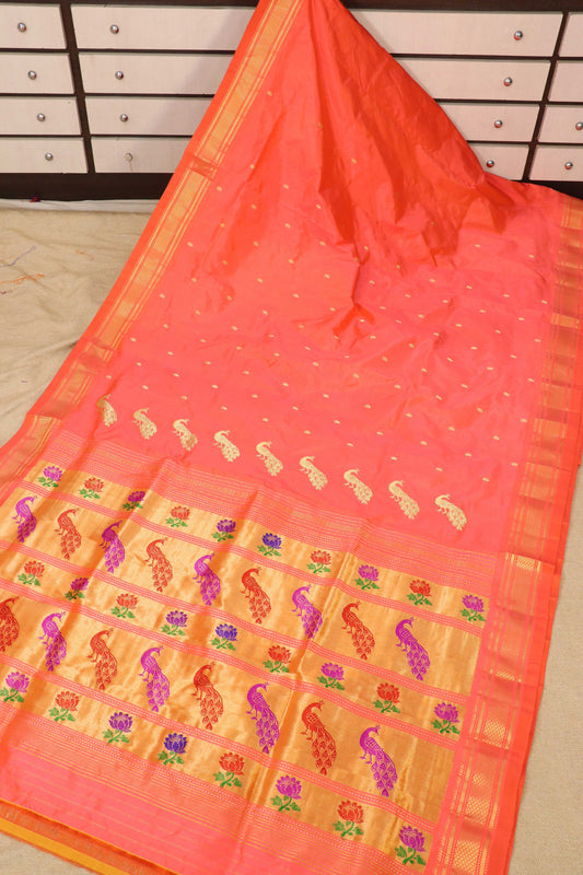 Tissue Peacock Padar Paithani Saree