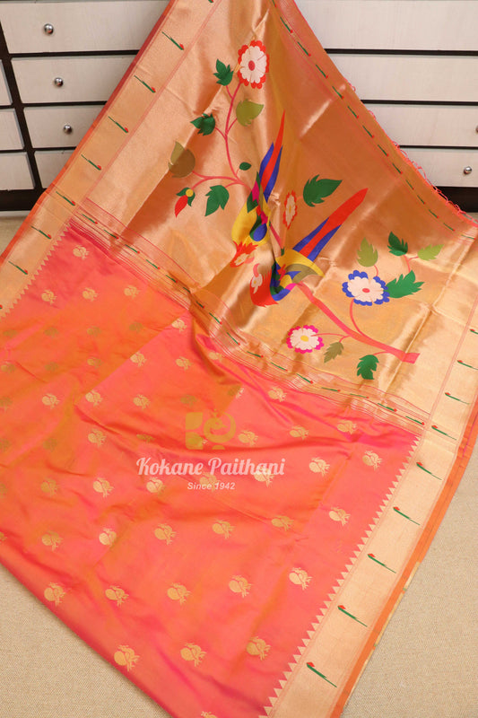 Semi Muniya Brocade Paithani Saree