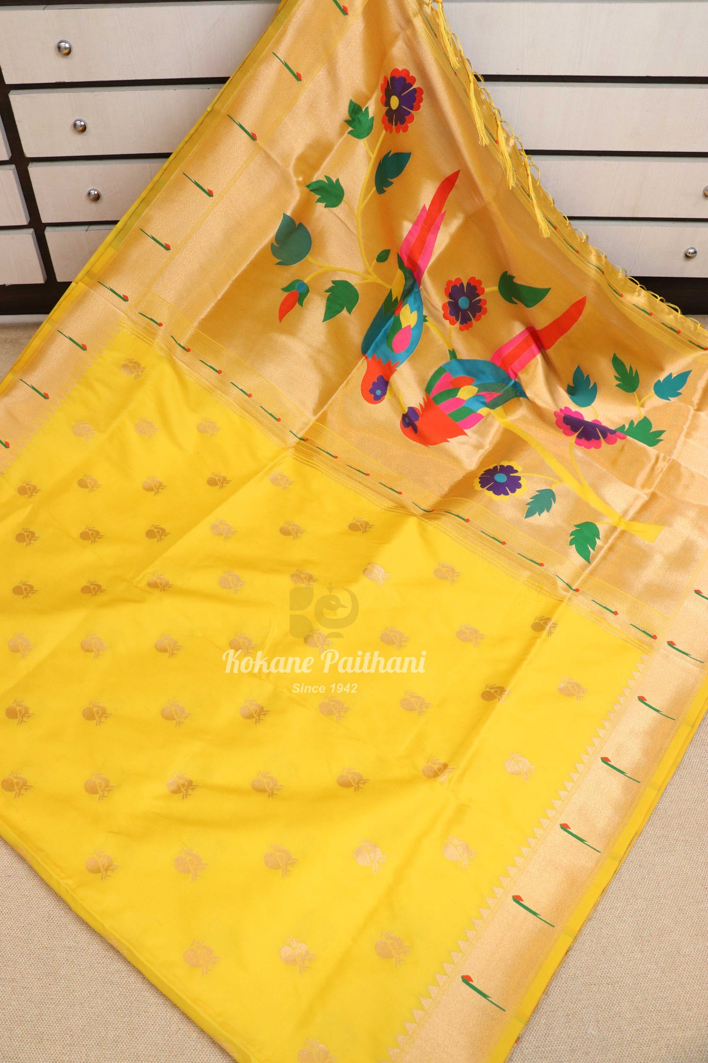 Semi Muniya Brocade Paithani Saree