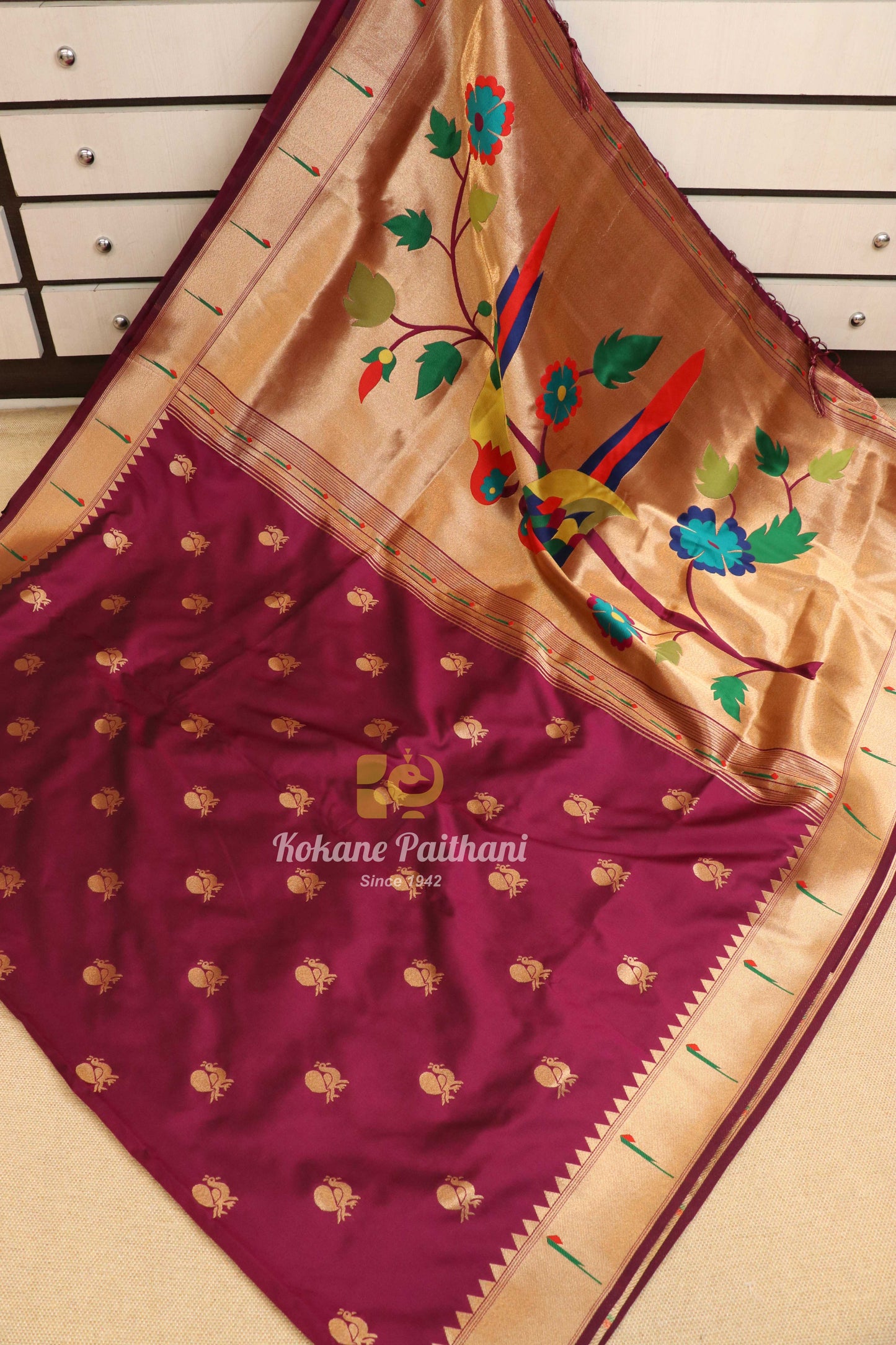 Semi Muniya Brocade Paithani Saree