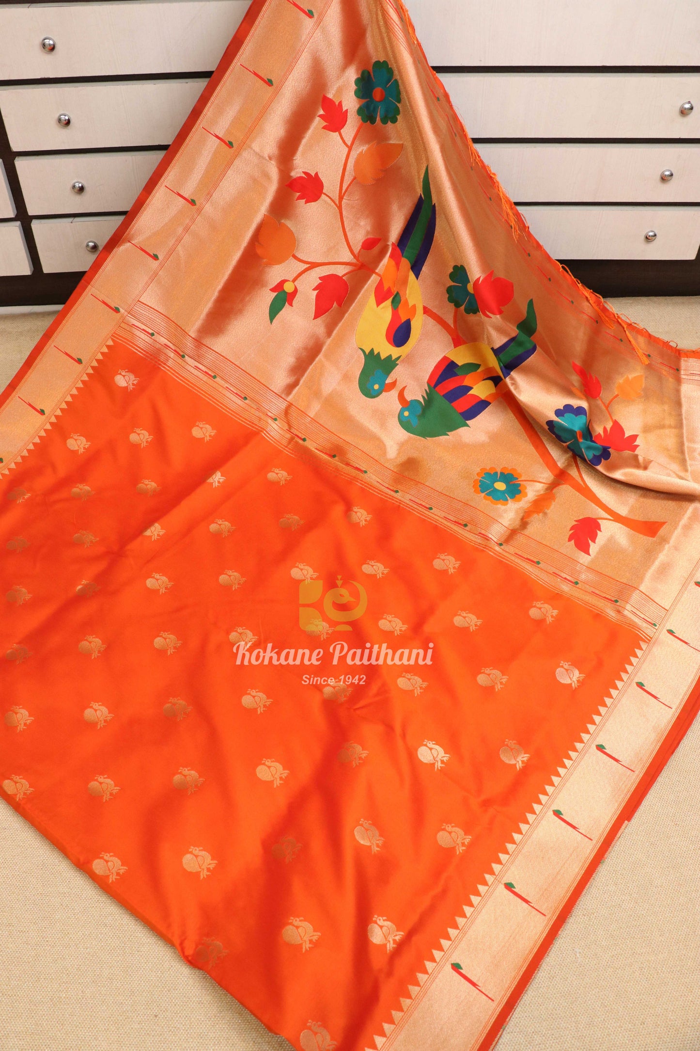 Semi Muniya Brocade Paithani Saree