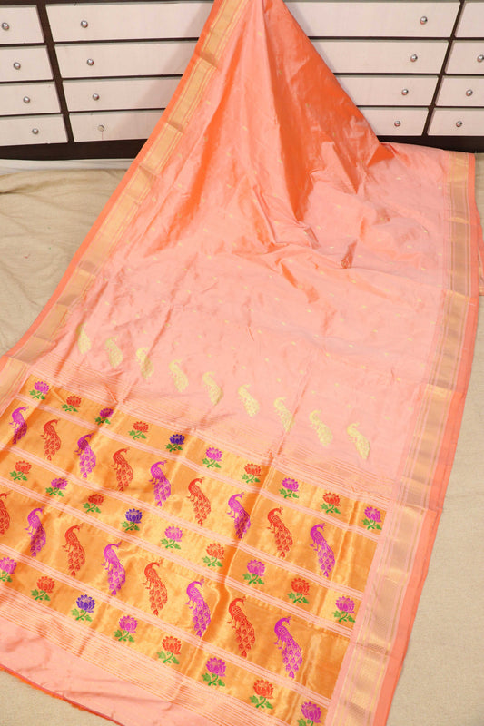 Tissue Peacock Padar Paithani Saree