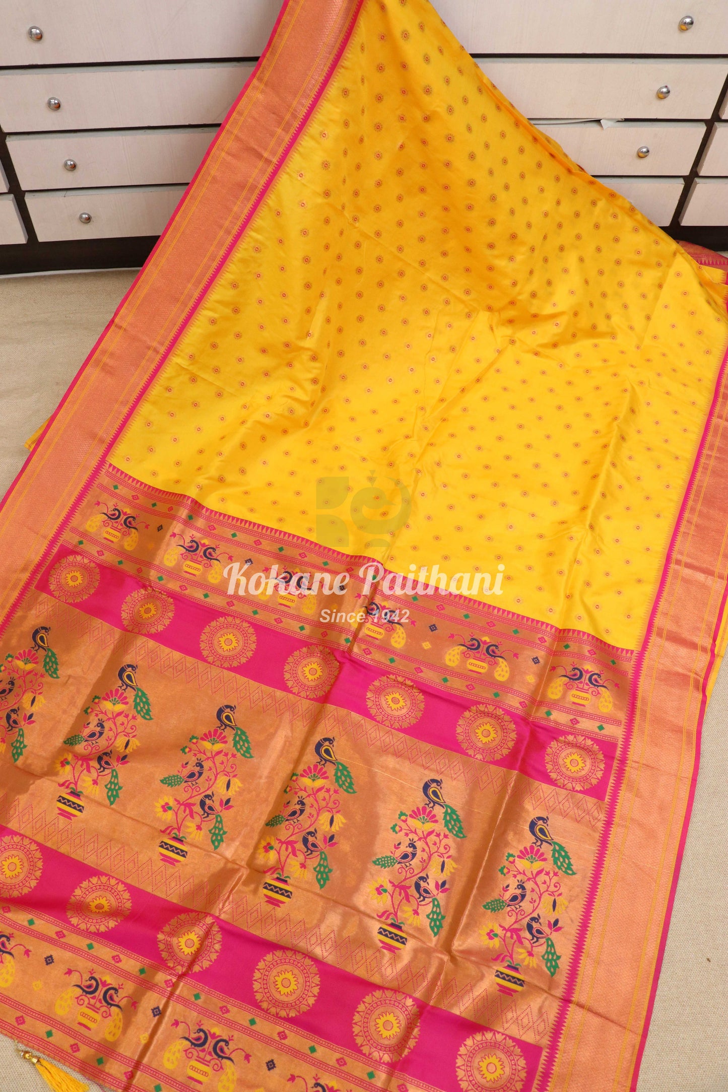 Kokane Silk Semi Paithani Saree