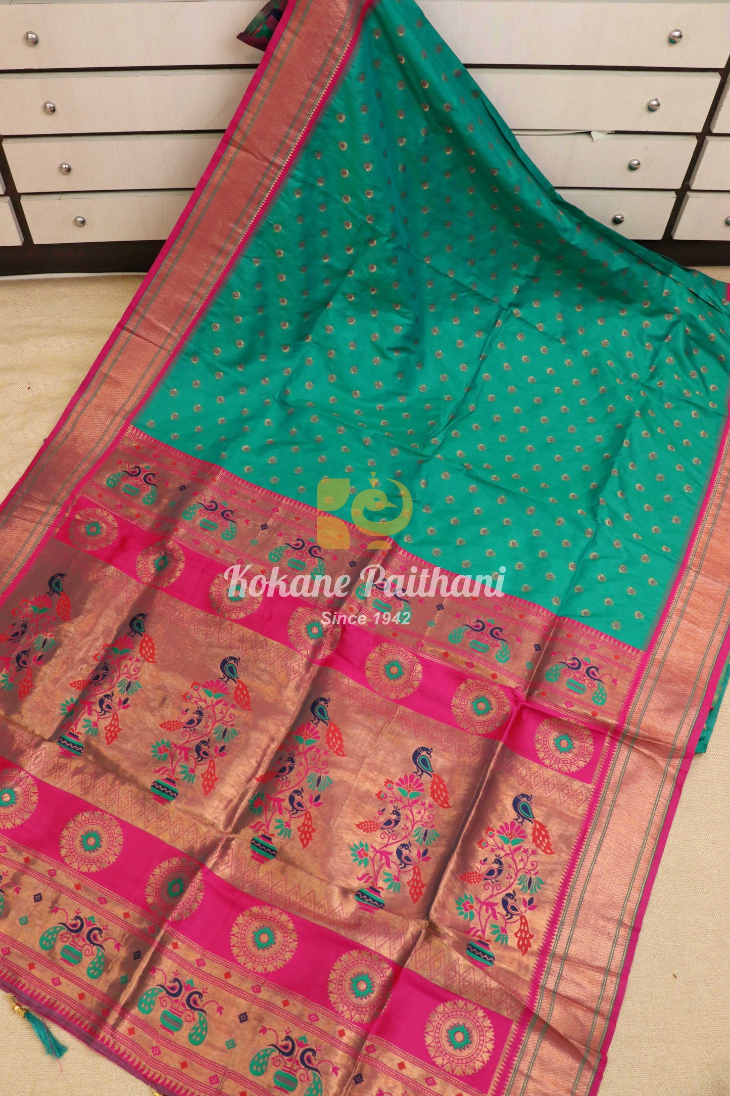 Kokane Silk Semi Paithani Saree