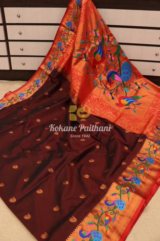 Embroidery Brocade Paithani Saree