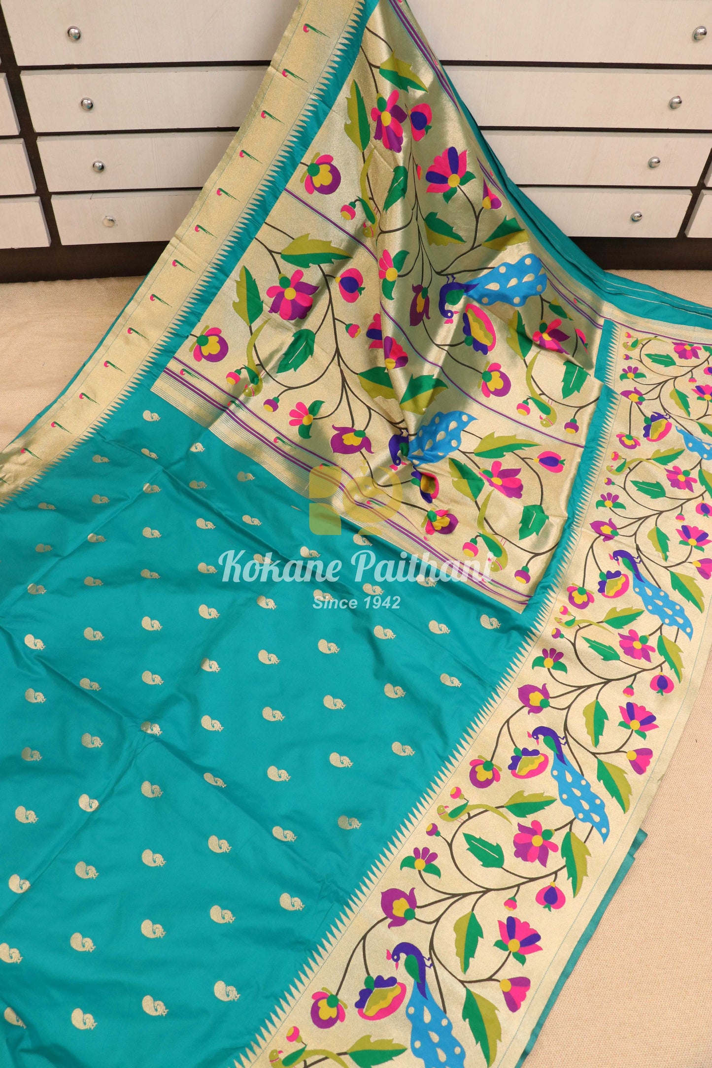 Half Peacock Brocade Paithani Saree