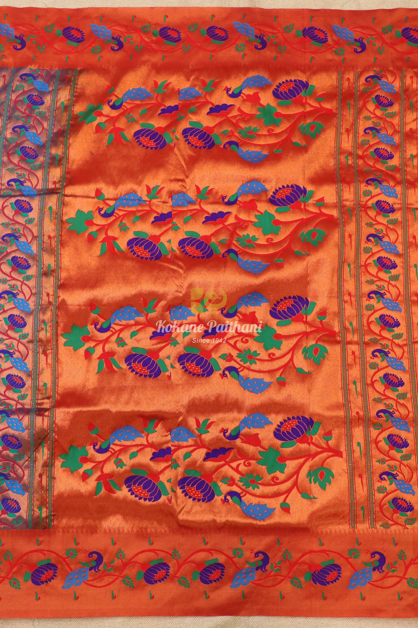 Peacock Lotus Brocade Paithani Saree